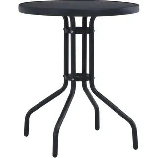 The Living Store Gartentisch Schwarz 60 cm Stahl und Glas - Schwarz
