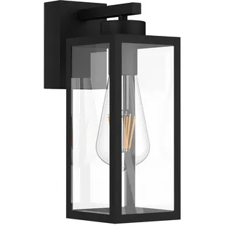 K-Bright Wandleuchte außen (Laterne) IP65 wasserdicht Schwarz (1 flammig, E27) Vintage Outdoor Wandlampe, max. 40 Watt, ußenleuchte für Terrasse u. Hof (Glühbirne nicht enthalten)
