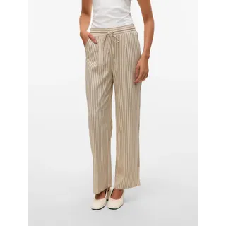 Schlupfhose VERO MODA "VMJESMILO HW WIDE PANTS WVN NOOS", Damen, Gr. XS (34), N-Gr, silber (silber lining stripes:a. obsidian), Web, Obermaterial: 55% Viskose, 45% Leinen, gestreift, normal normal, Hosen Schlupfhose, mit Seitentaschen