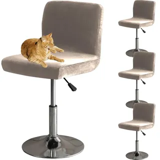 HOMECOVER Barhocker Bezüge Mit Rückenlehne, Stretch Samt Stoff Barhocker Stuhlbezüge Abnehmbar Niedriger Rücken Schwenkbare Stuhlbezug-Taupe-4er Set