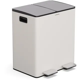 Klarstein EcoVista Mülleimer - 40L Abfalleimer mit 2 Fächern & 3L Komposteimer, Soft-Close, Edelstahl, Küchen-Abfalleimer, Mülltrennsystem - Beige