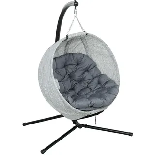 Outsunny Hängesessel für den Außenbereich , Grau , Metall , 116x180x118 cm , Gartenmöbel, Hängesessel