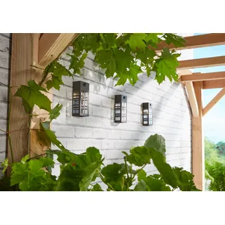 Außen-Wandleuchte LUXFORM "Solar-Intelligente Hybrid-Wandleuchte - Oregon", schwarz, 1 Stk., Leuchten, Außen-Wandleuchte, Dämmerungsmodus (10LM) und Erkennungsmodus (50LM)