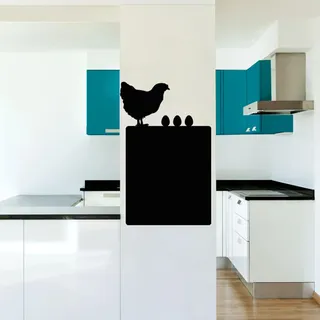 Ambiance Sticker Kreidetafel – Wandsticker, selbstklebend, abwischbar, Henne mit Eiern, 55 x 35 cm