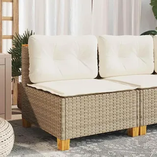 vidaXL Gartensofa ohne Armlehnen mit Kissen Beige Poly Rattan - Creme