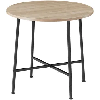 tectake Esstisch Ennis, 80 x 76 cm, Industrial Holz hell, Eiche Sonoma , Naturfarben , Beton Optik , Rund , 80x76x80 cm , Esszimmer, Esstische