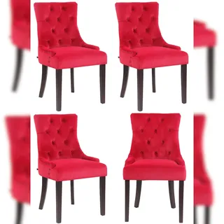 CLP Esszimmerstuhl Aberdeen Samt rot 4er Set