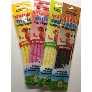 Quick Milk Magische Strohhalme in 4 Geschmacksrichtungen, 20 Stck