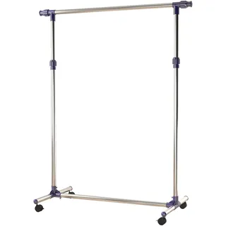 HOMCOM Garderobenständer Kleiderständer mit Rollen Höhenverstellbare und Ausziehbare Kleiderstange Wäscheständer Freistehender Garderobe für Eingangsbereich Edelstahl 86 x 45 x 95 cm... - Weiß