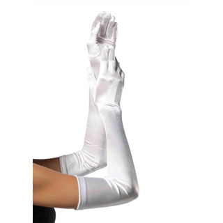 LEG AVENUE 16B - Extralange Satin-Handschuhe, weiß, Einheitsgröße, Damen Karneval Kostüm Fasching