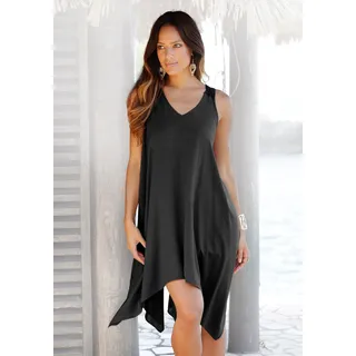 LASCANA Strandkleid mit Spitze im Rücken, Longshirt in weiter Form, Sommerkleid, schwarz