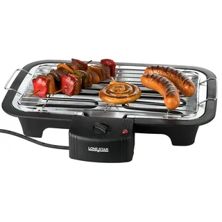 LONESTAR Tischgrill Elektrogrill 2000 Watt Schwarz Standgrill Balkongrill Terrassengrill Gartengrill Grill