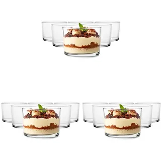 Glasmark KROSNO 1992 Eisbecher Glas 6 Stück 150 ml Eisschale Dessertschale Glasschale Spülmaschinenfest, Durchsichtig (Packung mit 3)