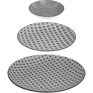 Geschirr-Set für 6 Personen BOHEMIA, Porzellan - Schwarz