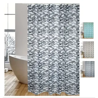 MSV Duschvorhang 180 x 200 cm Grau/Weiß
