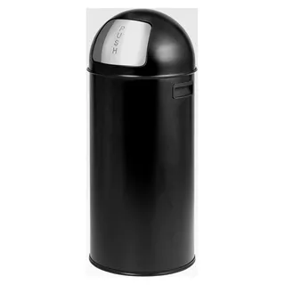 Pushmülleimer 25 Liter aus Stahlblech, Retro Abfalleimer mit abnehmbarem Deckel, Abfallsammler, Küchenmülleimer mit Push-Klappe (schwarz)