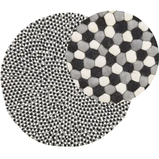 Beliani Filzkugelteppich-Penek 140 x 140 cm Schwarz