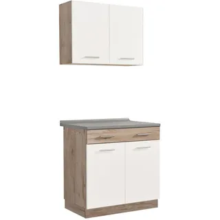 Homestyle4u Küchenzeile 80 cm Weiß