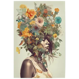 artboxONE Poster 90x60 cm Floral Sommer Frauen Blumenkopf - Bild Argo pop Art Blumen Frau gemälde blumenkopf