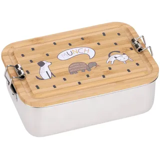 Lässig Kinder Brotdose Edelstahl und Bambus Frühstücksbox nachhaltig Kindergarten Schule/Lunchbox Stainless Steel Bamboo Happy Prints