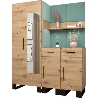 Garderobe ARTIN Set 15 mit gepolsterten Paneelen Industrial Design - Braun