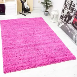 VIMODA Prime Shaggy Teppich Pink Hochflor Langflor Teppiche Modern für Wohnzimmer Schlafzimmer 120 cm Durchmesser