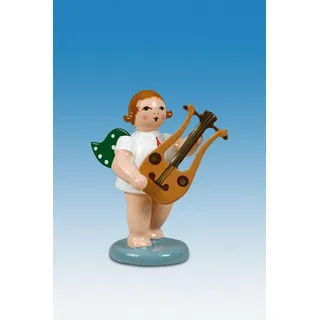 Engelmusikant Engel mit Lyragitarre mit Krone Höhe 6 cm NEU Weihnachtsengel Holz