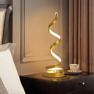 Mengjay Schreibtischlampe LED Dimmbare Tischleuchte 3 Farb Augenfreundliche Tischlampe Nachttischlampe Leselicht für Leser (Gold)