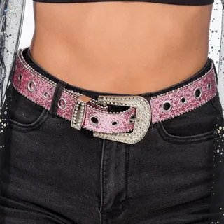 Chaks - Strass Gürtel Damen 120 cm, Glitzer Taillengürtel für Jeans, Kleider, Western Look