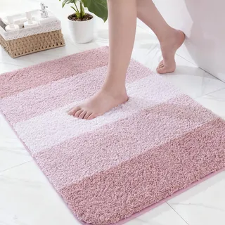 Exclusivo Mezcla Badematte Badteppich Weiche rutschfeste und Saugstarke Mikrofaser Fußmatte, Waschmaschinenfest und Schnelltrocknend für Badezimmer, Dusche und Wohnraum, 50x80 cm, Rosa