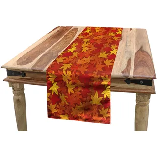 ABAKUHAUS Orange Tischläufer, Herbst Ahornblätter, Esszimmer Küche Rechteckiger Dekorativer Tischläufer, 40 x 180 cm, Dunkelorange