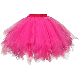 KEPYATI 50Er Damen Tutu Klassisch Rock, Mehrlagiger Tüll-Petticoat, Ballett Tüllrock Petticoat Unterrock Tütü, 50Er Rosa Tütü Für Halloween Party Festival Feier Retro Party Kostüme