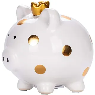 Prinzessin Sparschwein aus Keramik Weiß– Dekorative Spardose mit Öffnung, Sammlerstück für Erwachsene, Geschenk für Hochzeit Taufe Geburtstag, kein Spielzeug, ab 14 Jahren