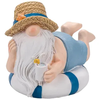 Ideen mit Herz | Deko-Figur Wichtel auf Schwimmring 2 | Maritime Dekoration Bad | witziger Gartenzwerg | Sommer, Strand und Urlaub