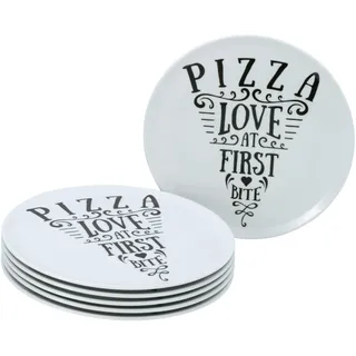 CreaTable Pizzateller Set IN LOVE 33 cm schwarz/weiß 6er Set