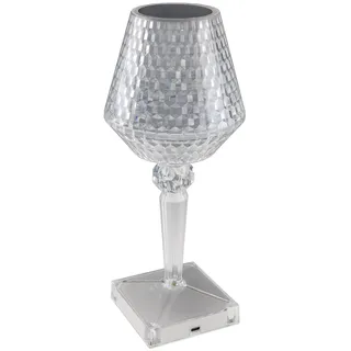 ChiliTec Tischleuchte 26cm mit Akku Dimmbar 3 Lichtfarben einstellbar Tischlampe mit Touch Schalter Dekoleuchte - per USB aufladbar Akku-Tischlampe Kristall Optik
