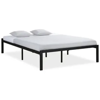 Homestyle4u Metallbett 140x200 cm Schwarz Doppelbett Futonbett Bett Bettgestell Lattenrost Gästebett Jugendbett