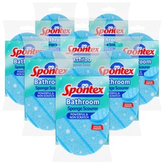 Spontex Bathroom – Scheuerschwamm, Zerkratzen, speziell für Badezimmer, Größe XL, weiße Faser, Blau (Packung von 8)