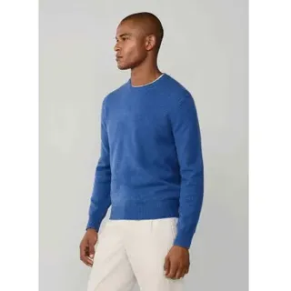 Hackett London für Herren. HM7000075 Einfarbiger Wollpullover blau (XL), Lässig, Wolle