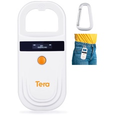 Tera Pet Microchip Reader Scanner with D-Buckle, RFID Portable Animal Chip ID Scanner with OLED Display Rechargeable Pet Tag Scanner for Dog Cat Pig for ISO 11784/11785, FDX-B, EMID