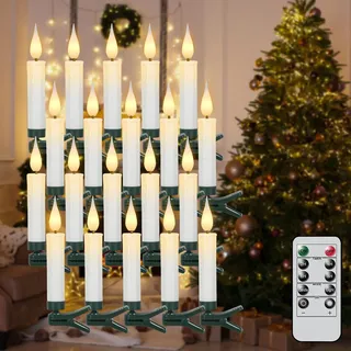 Eldnacele LED Christbaumkerzen kabellos mit Timer, Fernbedienung, 20er Set