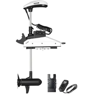 Vevor Elektro Außenborder, 12 V, 25 kg Schub mit GPS, 10-Gang-Bugmontage, Salzwasser-Bootsmotor mit Fernbedienung und LCD-Batterieanzeige, für Kajaks, Fischerboote, 137 cm Schaft