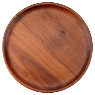Decorasian Holzteller rund – Großer Akazienholz Teller, feines Holzgeschirr – Flacher Platzteller aus Holz, ideal als Dekoteller und zum Servieren - 4 Stück braun 30cm