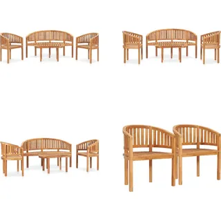 vidaXL 4 tlg. Garten Lounge Set Massivholz Teak - Garten-Lounge-Set - Garten-Lounge-Sets - Holz Lounge Set - Holz Lounge Sets - Braun