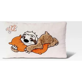 Kissen Faultier Wave Dave rechteckig 43x25cm – Flauschiges Kuscheltierkissen in Beige