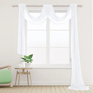 Ghope Querbehang Freihanddeko Transparent, 160 x 600cm Gardinen Voile Vorhang Deko Hochzeitsbogen Tüll für Fotografie Hochzeit Party Geburtstag Taufe Himmelbett