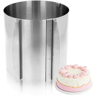 Tortenring Verstellbar Hoch 15 cm,Edelstahl Kuchenring Verstellbar Ø16-30cm | Edelstahl Backring Hat Eine Skal, Backrahmen Rund für die Zubereitung von Mousse-Desserts Eierspeisen Gebäck und Muffins