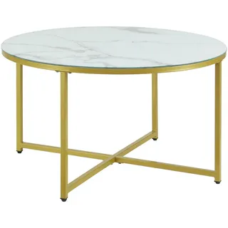 [en.casa] Couchtisch Uppvidinge Beistelltisch 45x80cm Wohnzimmertisch rund Marmor, weiß - Weiß