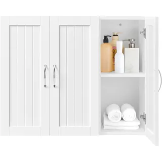 Yaheetech Badezimmerschrank Hängeschrank Wandschrank mit 3 Türen Badschrank Wandregal Küchenschrank mit Höhenverstellbarem Einlegeboden fürs Badezimmer Küche Wäscheraum, 75×31×60 cm