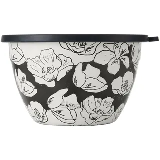 S'well Salatschüssel-Set aus Edelstahl, 1,9 l, Blüten anthrazit, mit 60 ml Gewürzbehälter und abnehmbarer Schale zur Organisation, auslaufsicher, leicht zu reinigen, spülmaschinenfest